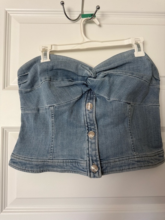 White House Black Market Tops - White House Black Market Light Blue Denim Twist Bustier